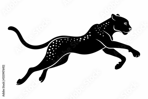 cheetah jumping line art silhouette vector illustration