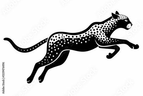 cheetah jumping line art silhouette vector illustration