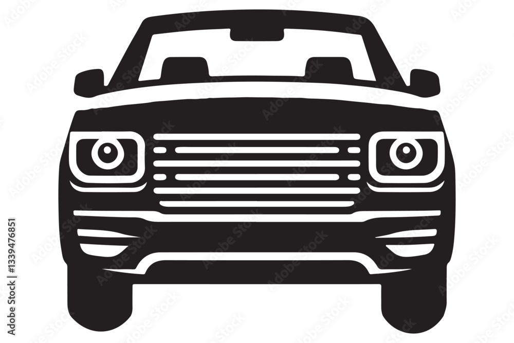 Front View Car Icon Silhouette for Transportation and Vehicle Designs Front View Car Icon Silhouette for Transportation and Vehicle Designs