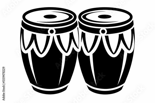 congas line art silhouette vector illustration