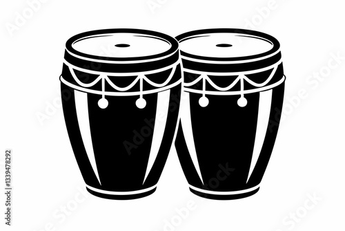 congas line art silhouette vector illustration