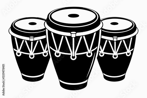 congas line art silhouette vector illustration