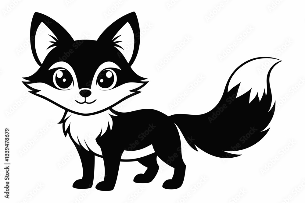 cute fox line art silhouette vector illustration cute fox line art silhouette vector illustration