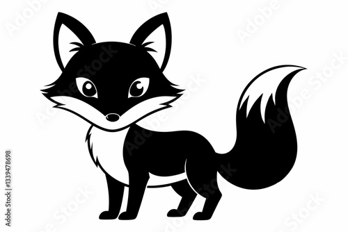cute fox line art silhouette vector illustration