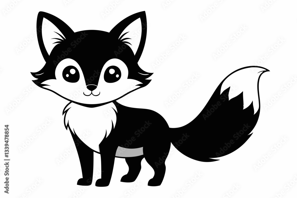 Fototapeta premium cute fox line art silhouette vector illustration