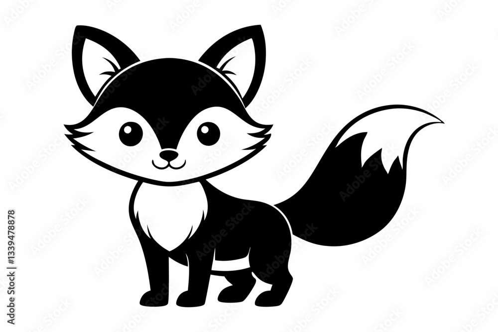 cute fox line art silhouette vector illustration cute fox line art silhouette vector illustration