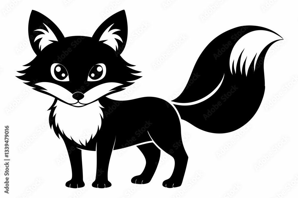 Obraz premium cute fox line art silhouette vector illustration