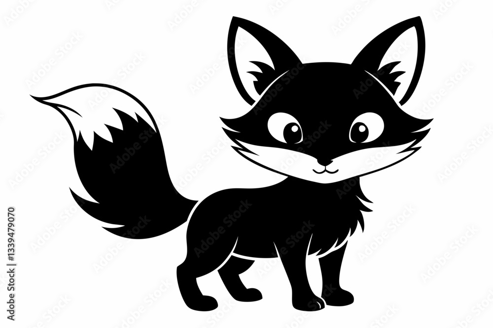 Obraz premium cute fox line art silhouette vector illustration