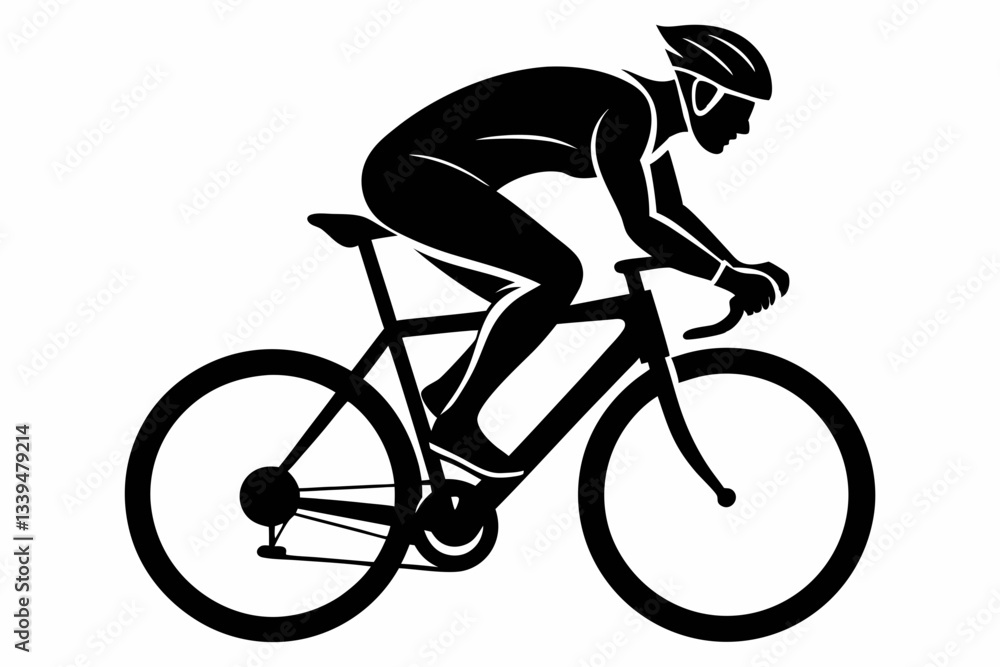 Naklejka premium cyclist line art silhouette vector illustration