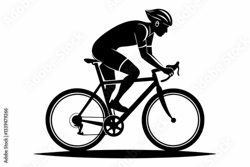 cyclist line art silhouette vector illustration