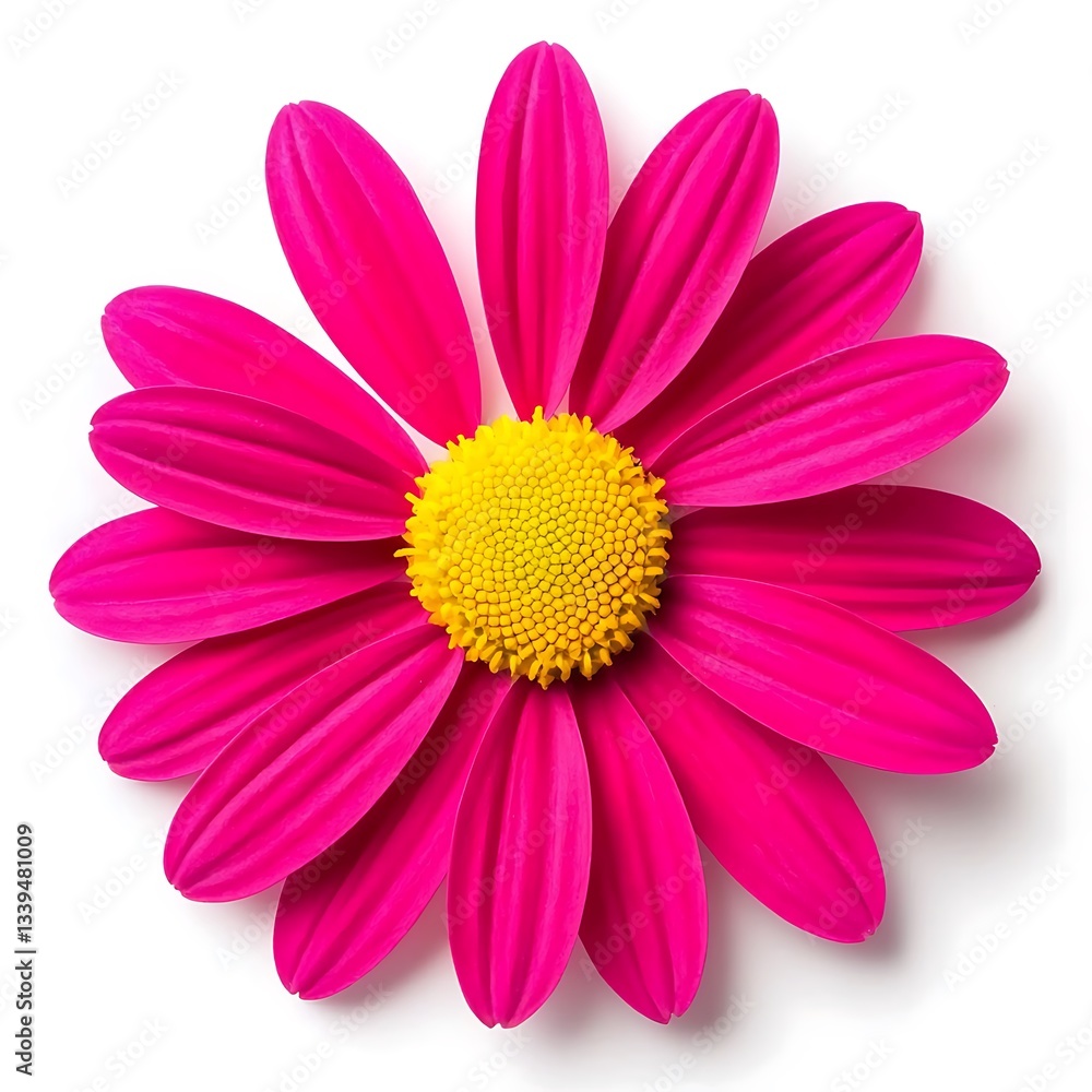 Vibrant pink flower, blooming, close-up on white, isolated, for design elements Vibrant pink flower, blooming, close-up on white, isolated, for design elements