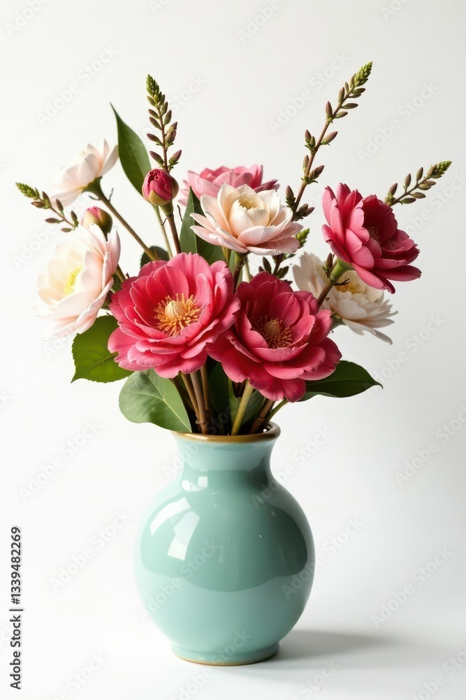 Rustic wildflowers in ceramic vase, isolated on white, art, flowers Rustic wildflowers in ceramic vase, isolated on white, art, flowers