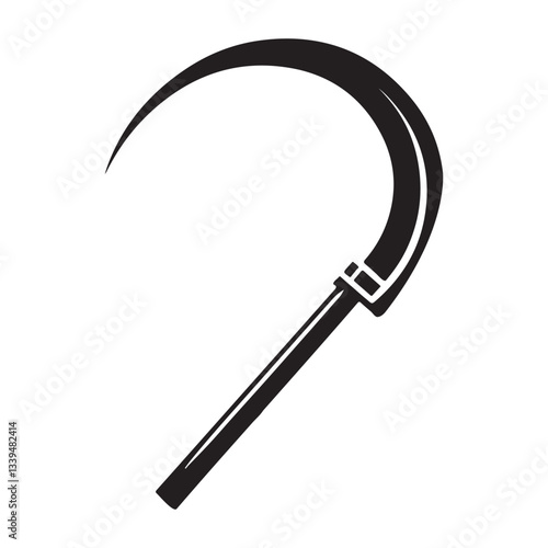 Farming Sickle Silhouette Illustration Harvesting Tool for Agriculture Design