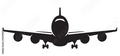 Front View Airplane Silhouette Vector Modern Commercial Aviation Design