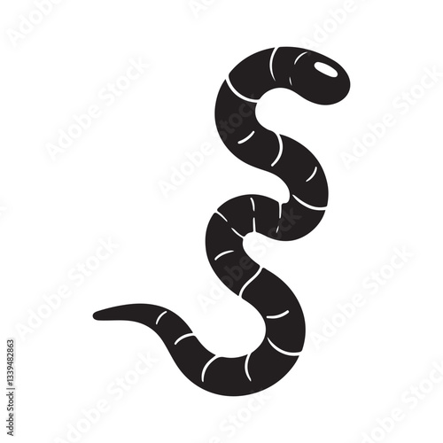 Earthworm Silhouette Vector Illustration Soil Invertebrate Organism Design