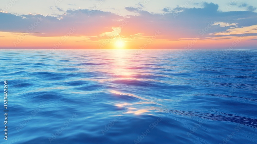Serene Sunset over Calm Ocean Waters Serene Sunset over Calm Ocean Waters