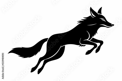 jackal jumping line art silhouette vector illustration