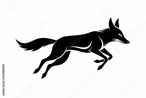 jackal jumping line art silhouette vector illustration