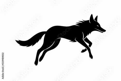 jackal jumping line art silhouette vector illustration