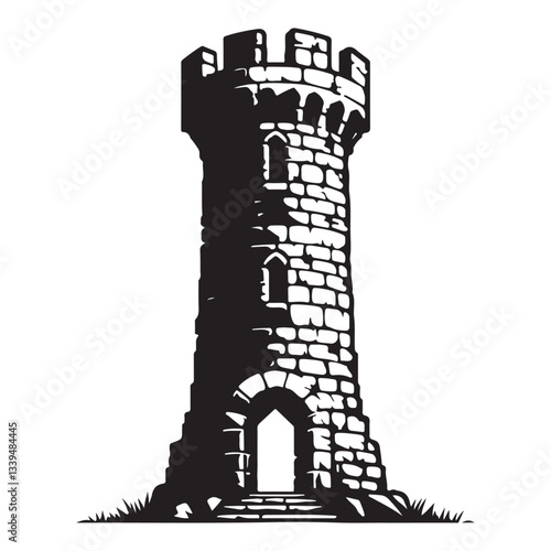 Medieval Stone Tower Illustration Fortress Keep Stronghold Defense
