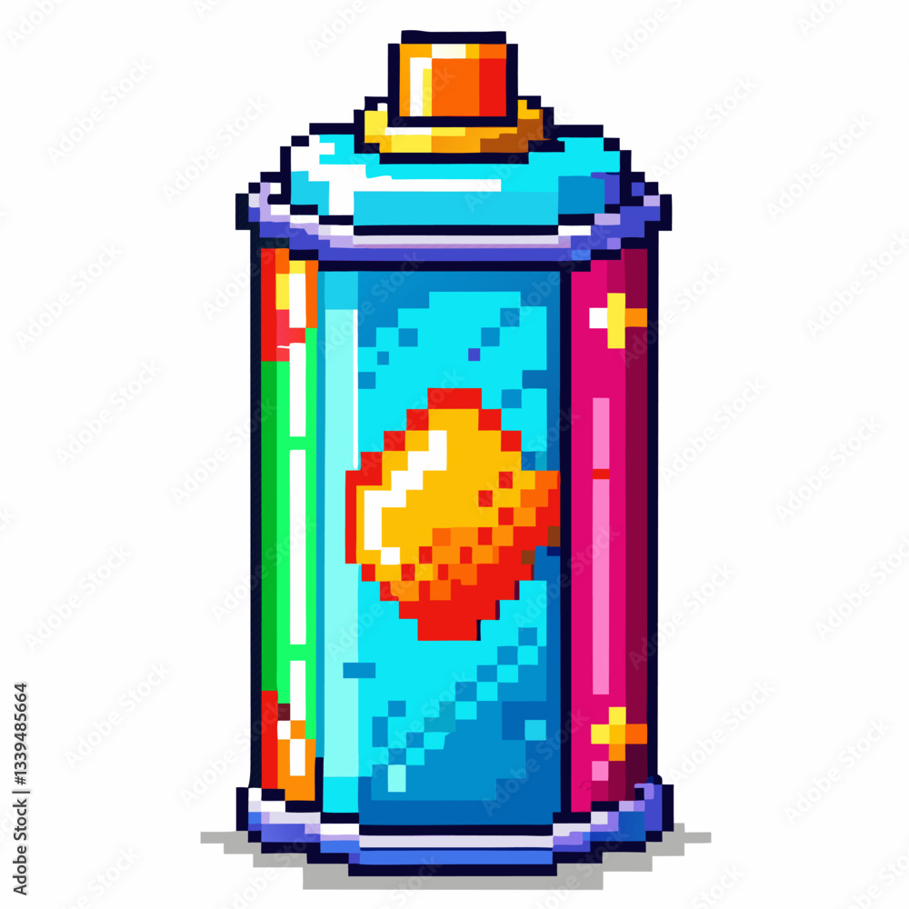 Colorful Pixel Art Spray Can with Bright Design and Gradient Colorful Pixel Art Spray Can with Bright Design and Gradient