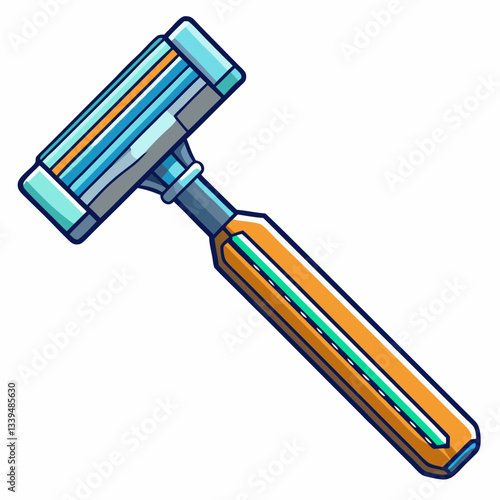 Colorful  Illustration of a Modern Razor for Men's Grooming and Personal Care