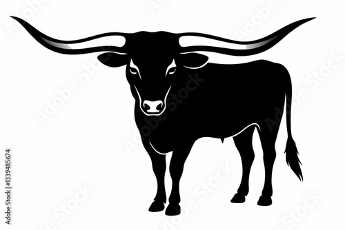 long horn line art silhouette vector illustration