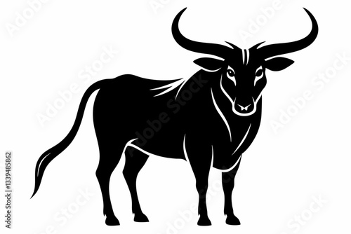 long horn line art silhouette vector illustration