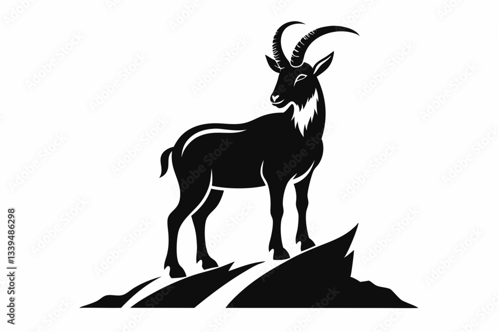 Fototapeta premium mountain goat line art silhouette vector illustration