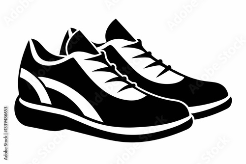 pair of shoes line art silhouette vector illustration