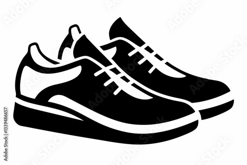 pair of shoes line art silhouette vector illustration