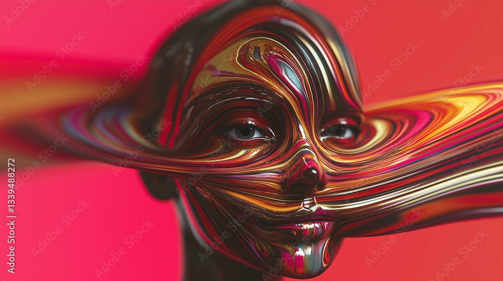 abstraction with a human face in bright colors