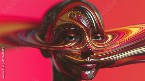 Obraz na płótnie abstraction with a human face in bright colors w salonie
