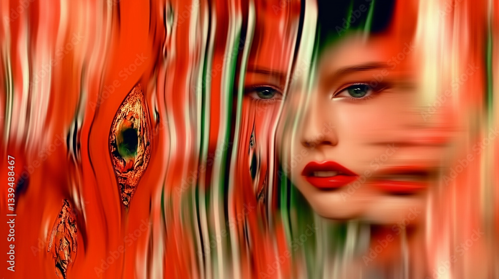 abstraction with a human face in bright colors