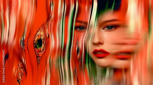 abstraction with a human face in bright colors