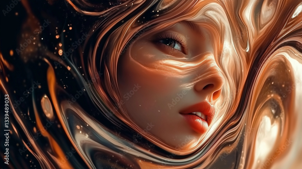 abstraction with a human face in bright colors