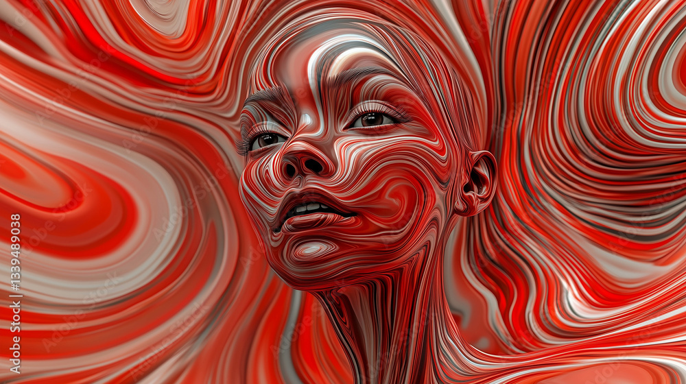 abstraction with a human face in bright colors