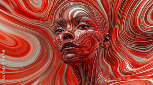Obraz na płótnie abstraction with a human face in bright colors w salonie