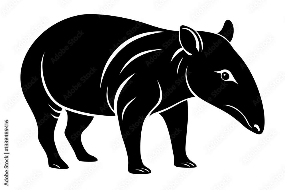 Fototapeta premium tapir line art silhouette vector illustration