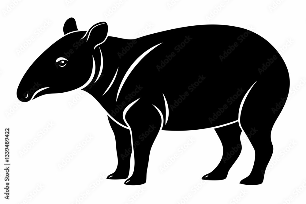 Fototapeta premium tapir line art silhouette vector illustration