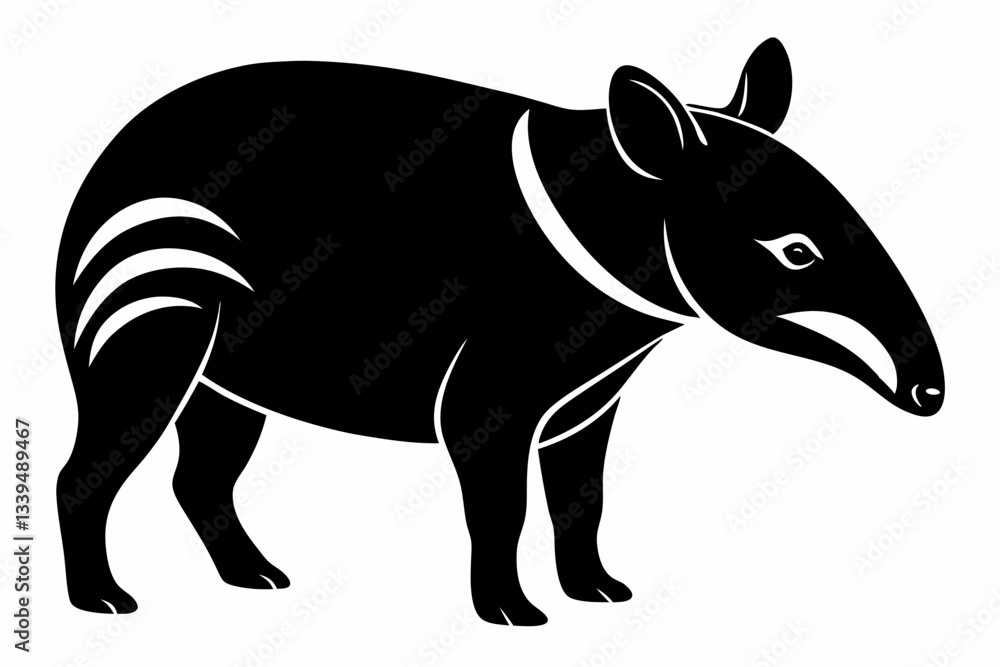 Fototapeta premium tapir line art silhouette vector illustration