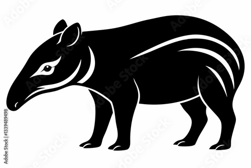 tapir line art silhouette vector illustration
