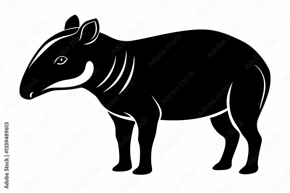 Fototapeta premium tapir line art silhouette vector illustration