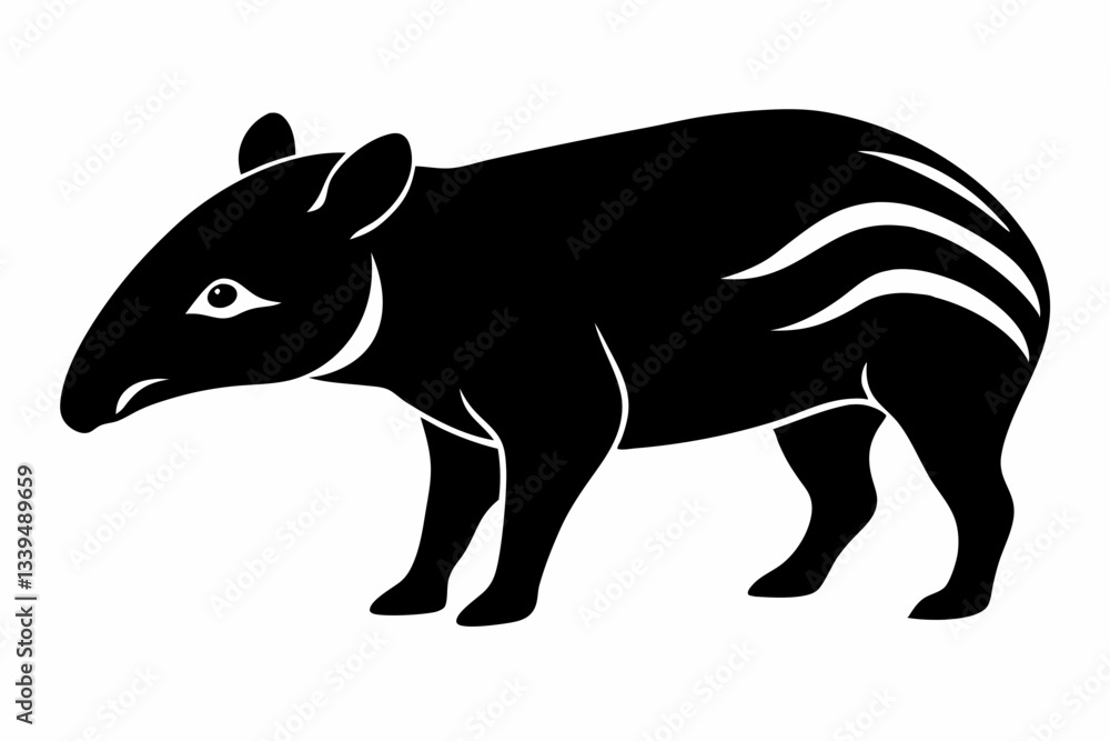 Fototapeta premium tapir line art silhouette vector illustration
