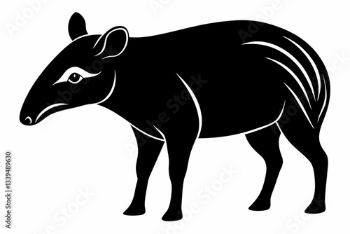 tapir line art silhouette vector illustration
