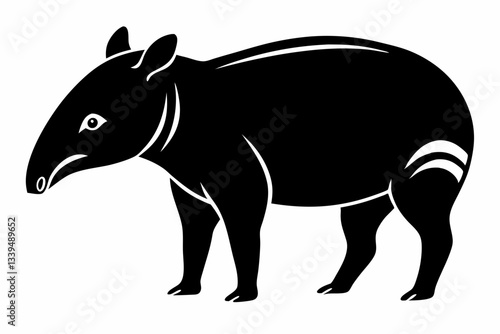 tapir line art silhouette vector illustration