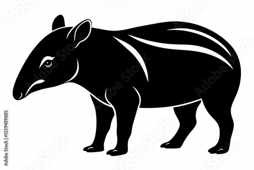tapir line art silhouette vector illustration