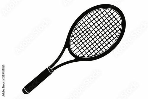 tennis racket line art silhouette vector illustration