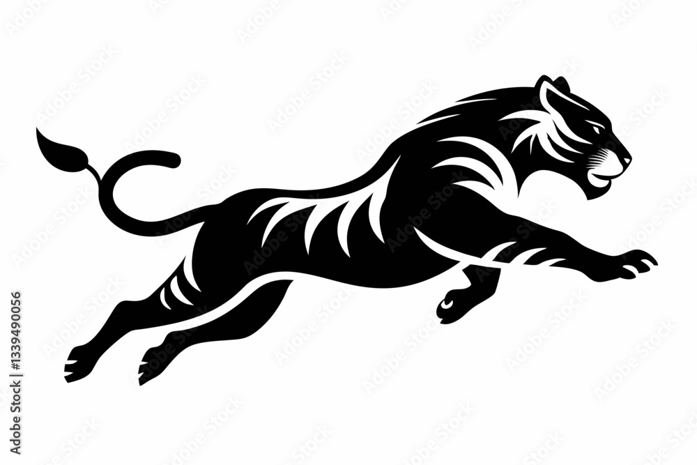 Fototapeta premium tiger running line art silhouette vector illustration