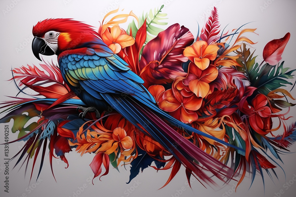 Obraz premium Tropical bird and feather designs